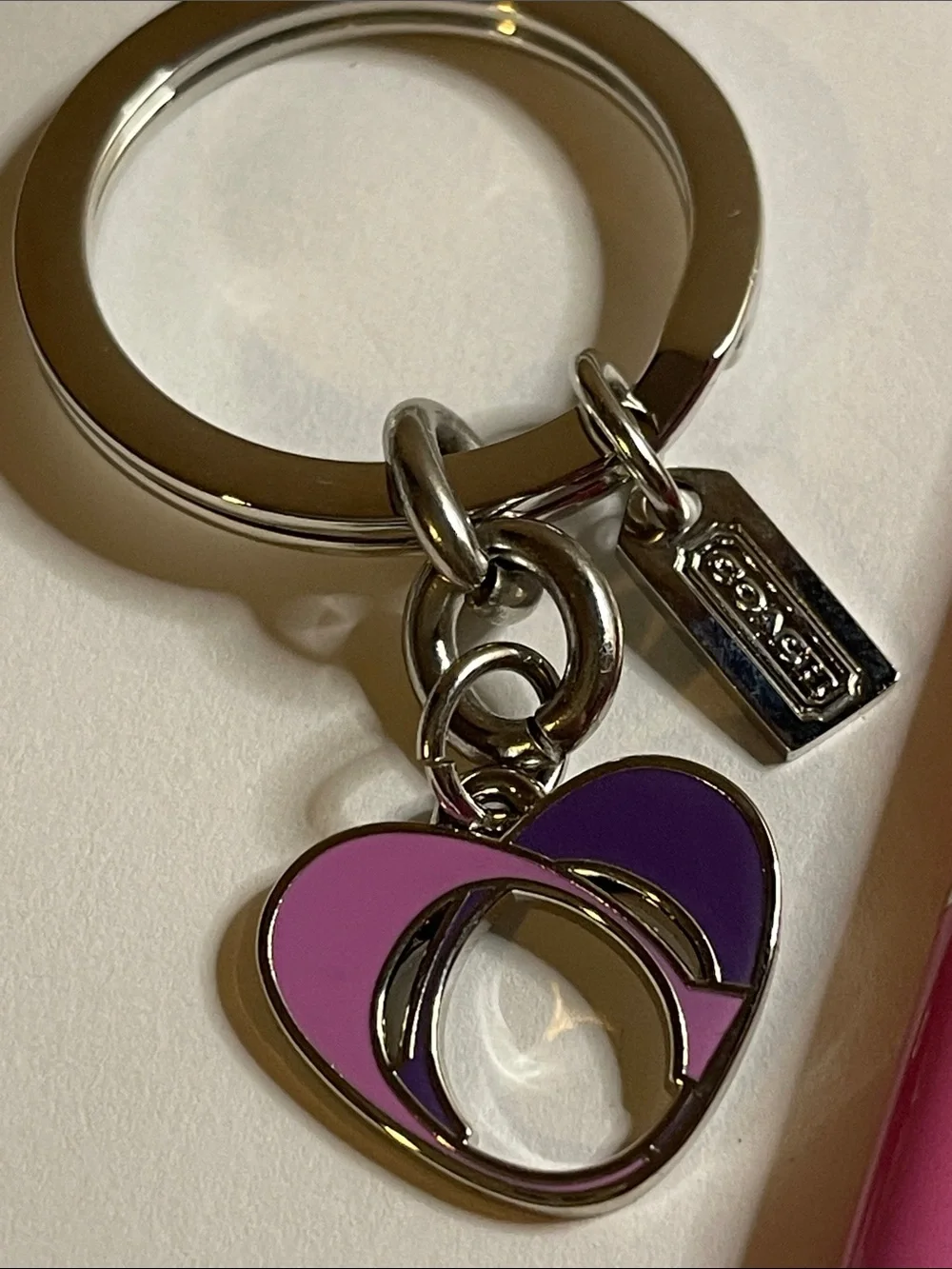 Coach Pink Heart Keyring Charm and Coach Pen